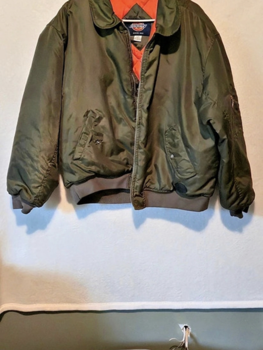 Dickies Men's Bomber Jacket Green & Orange Size Large
